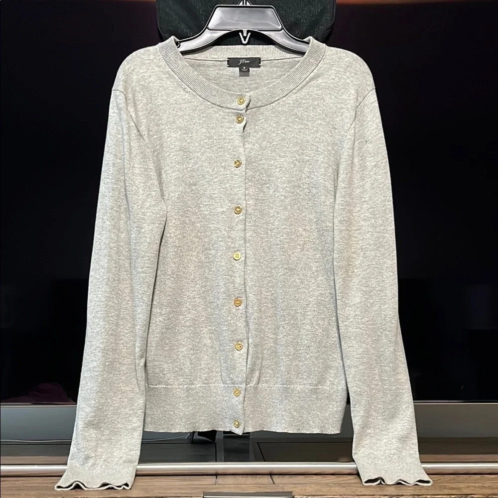 J. Crew Gray Cardigan with Gold Buttons